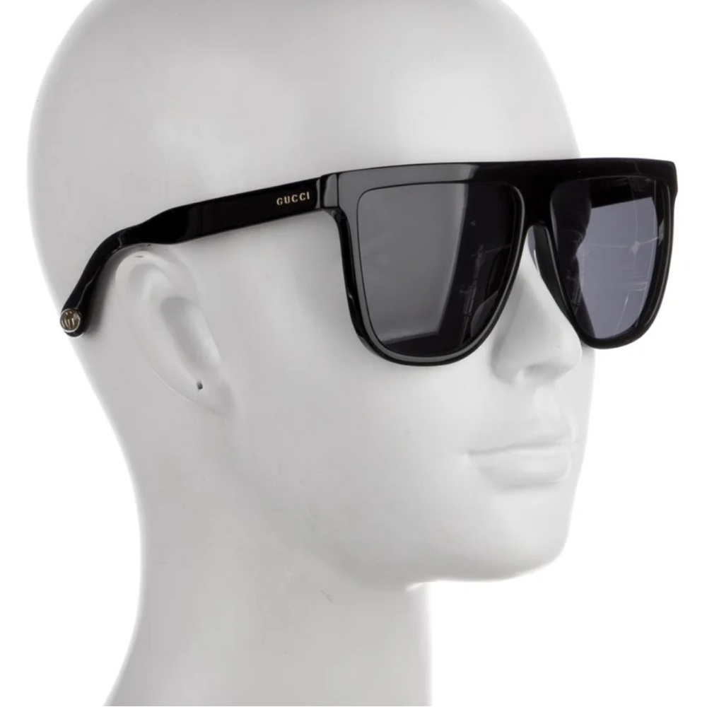 Gucci Flat Top Black Sunglasses with Dark Lenses - Picture 3 of 8